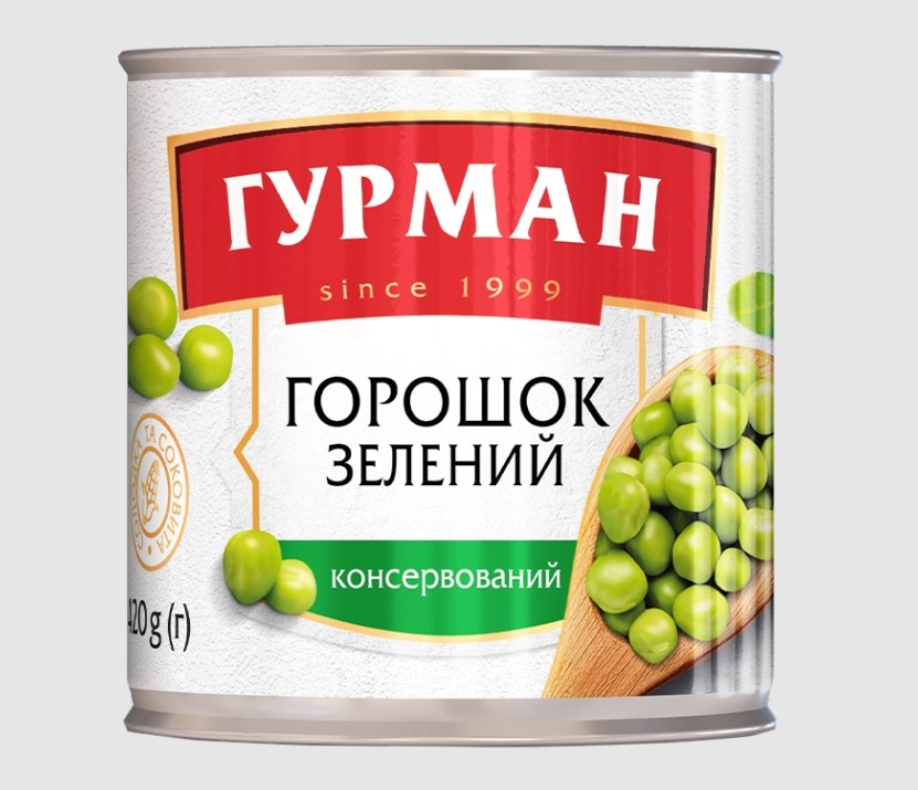 Горошок зелений ГУРМАН консервований, 420г, вищий сорт